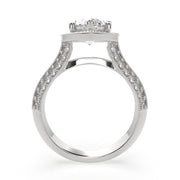 Beatrice Pear Cut Halo Pave Knife Edge Milgrain Engagement Ring Setting - Nivetta